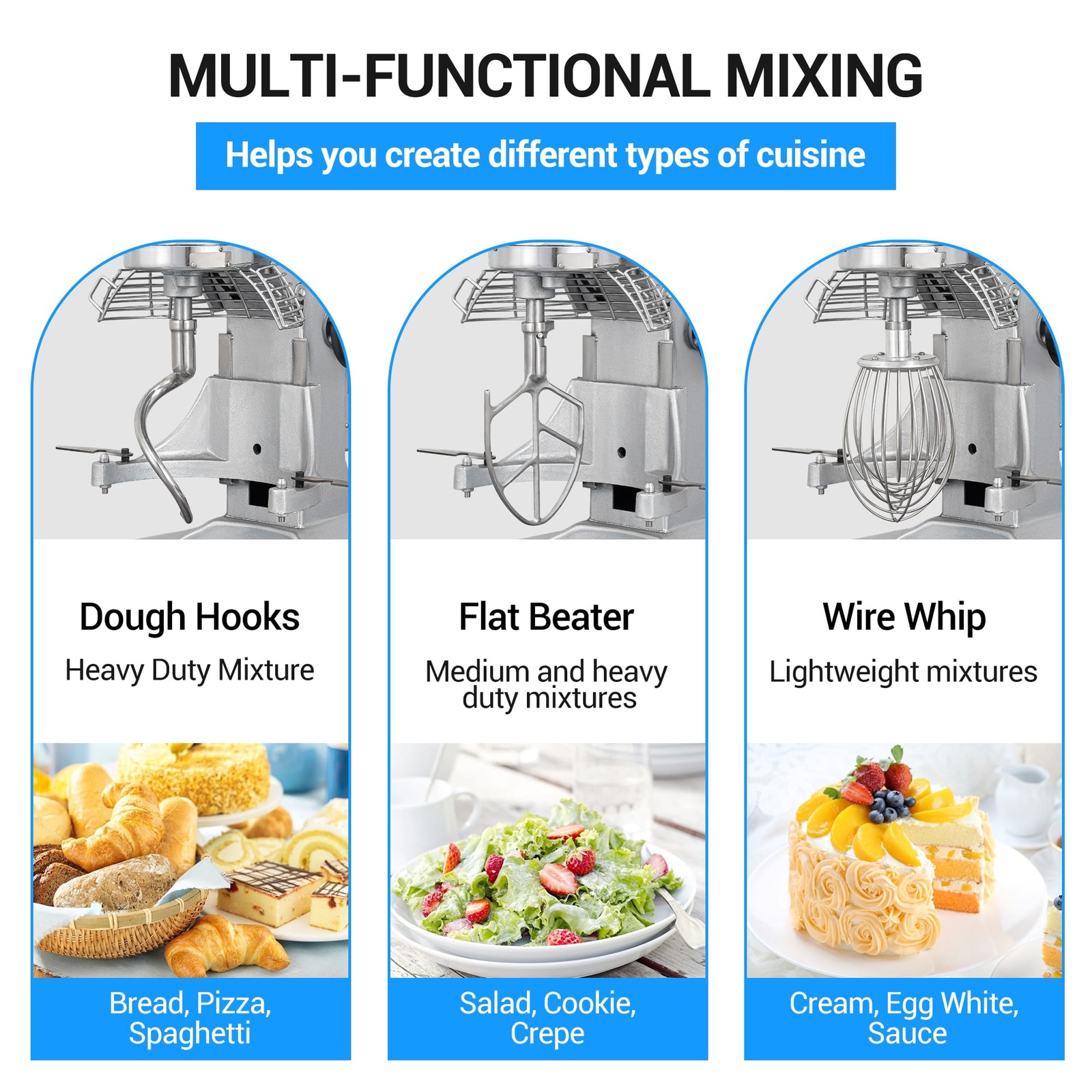 Leevot 10 Qt. Planetary Stand Mixer - 3-Speeds, Guard & Standard