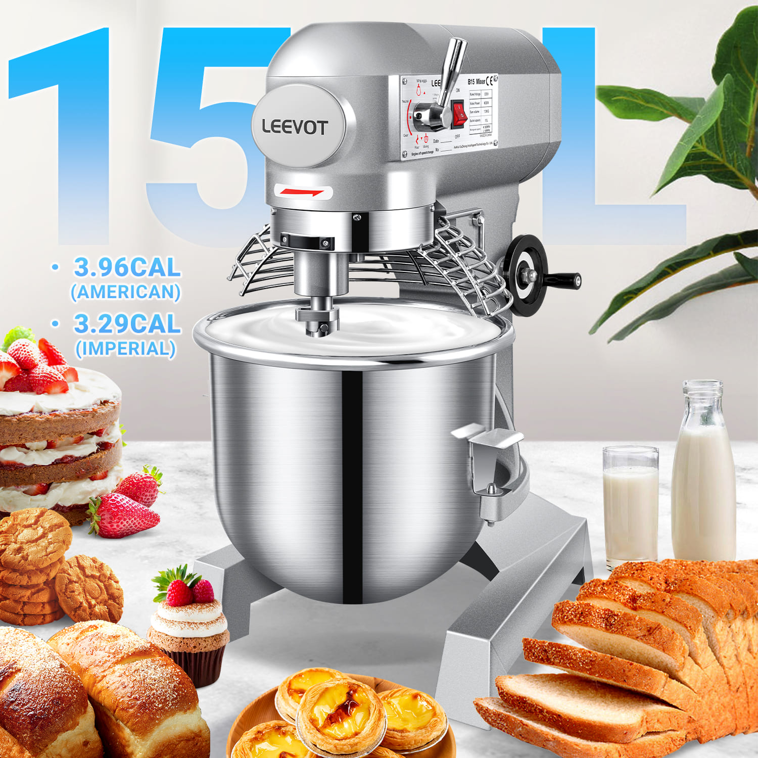 Leevot B15 durable Stand Mixer - Reliable Performance for Bakery