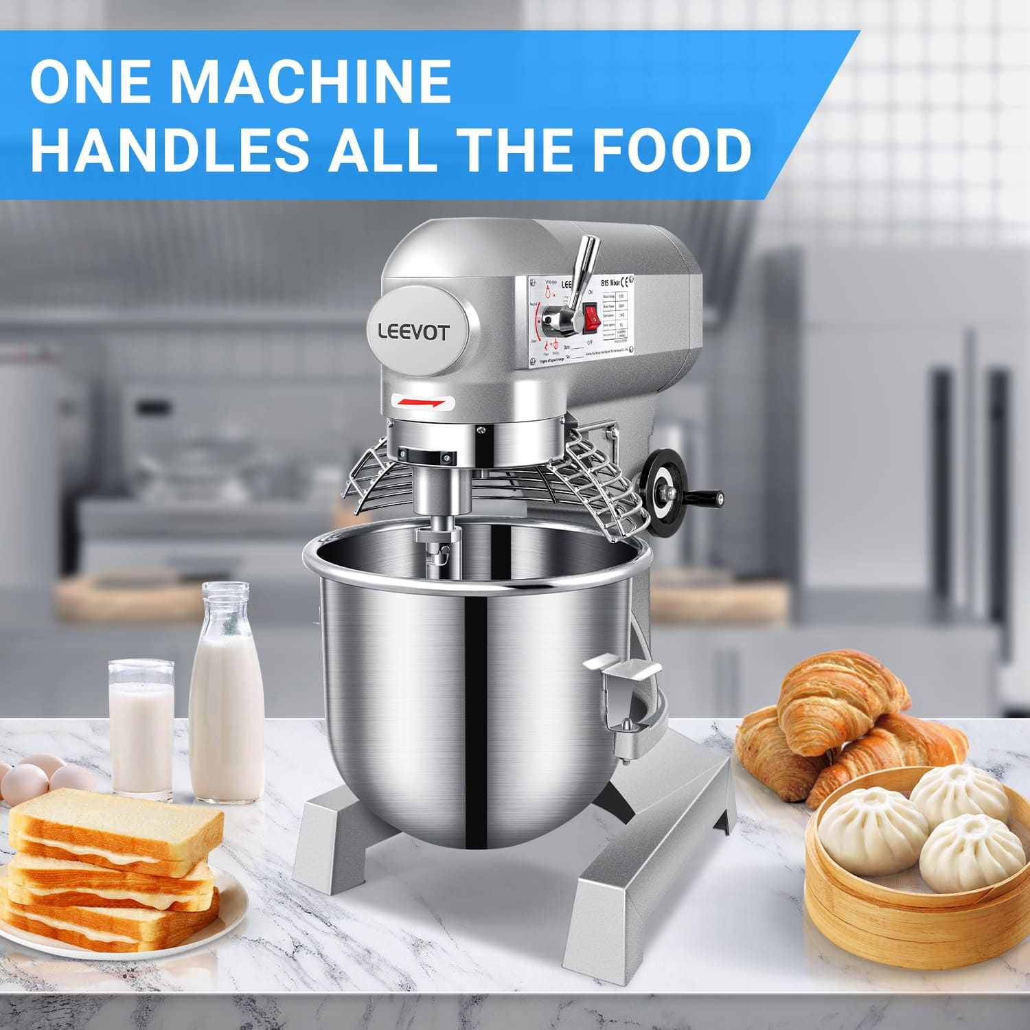 Leevot B15 durable Stand Mixer - Reliable Performance for Bakery