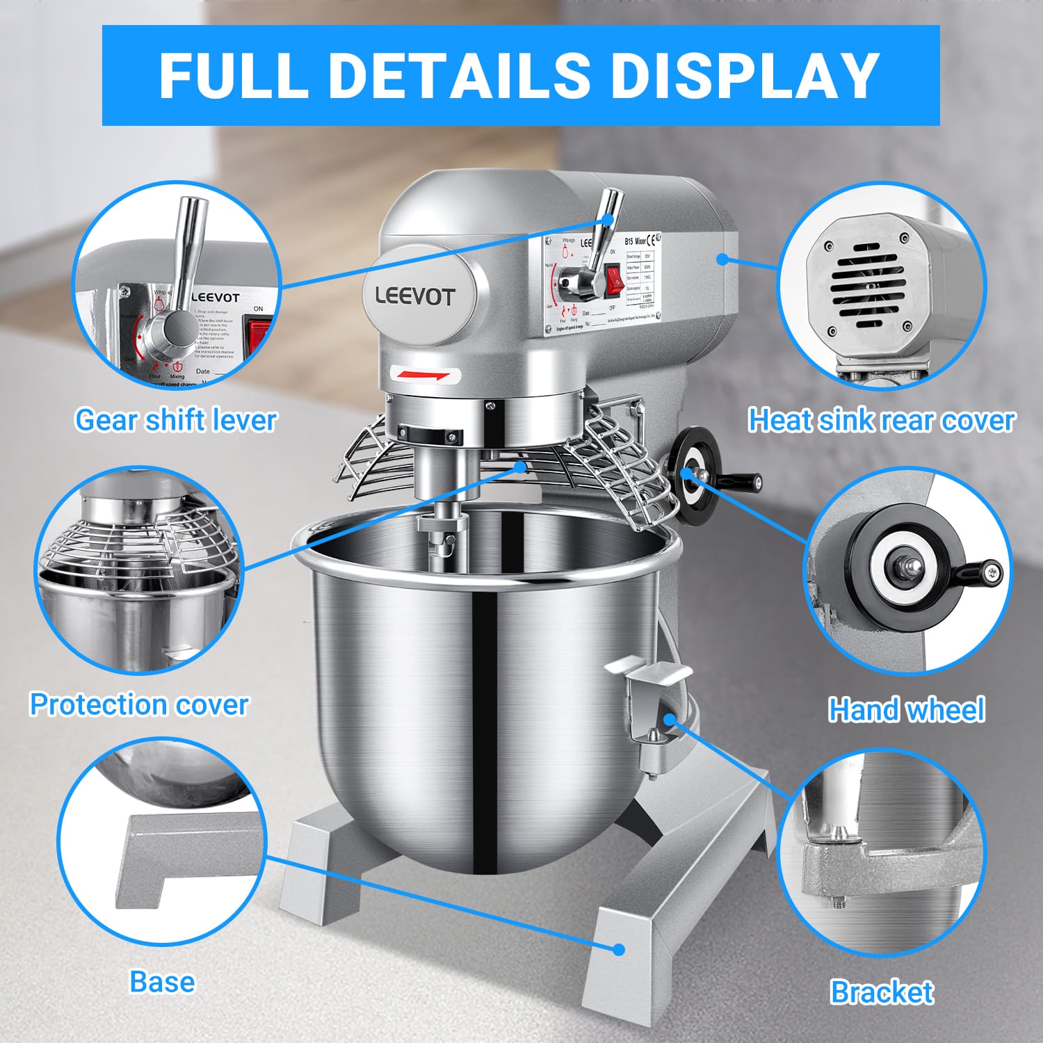 Leevot B15 durable Stand Mixer - Reliable Performance for Bakery