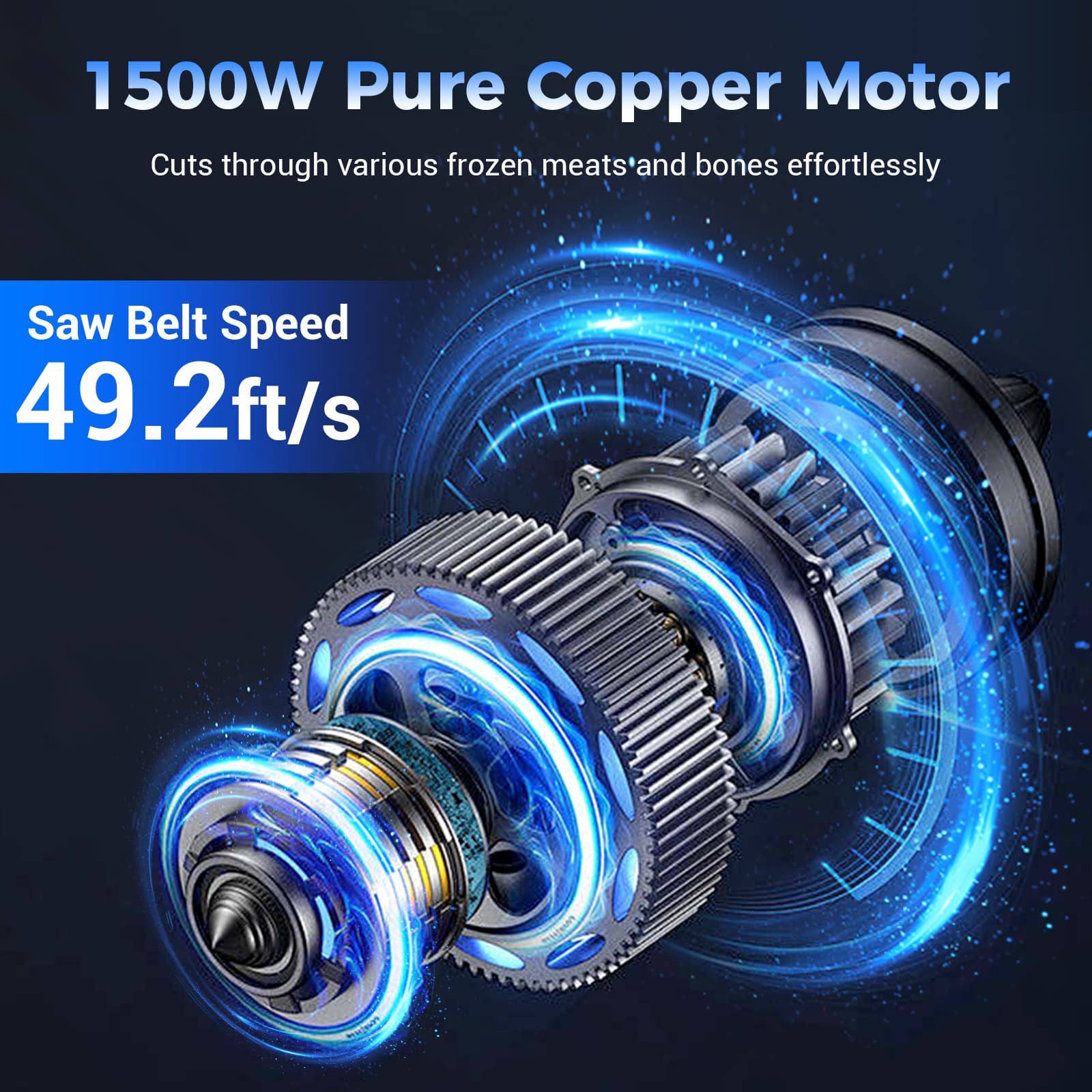 Leevot Electric Bone and Meat Saw Machine - 1500W Commercial Bandsaw Cutter for Frozen Meat, Chicken, Fish, Beef, and More