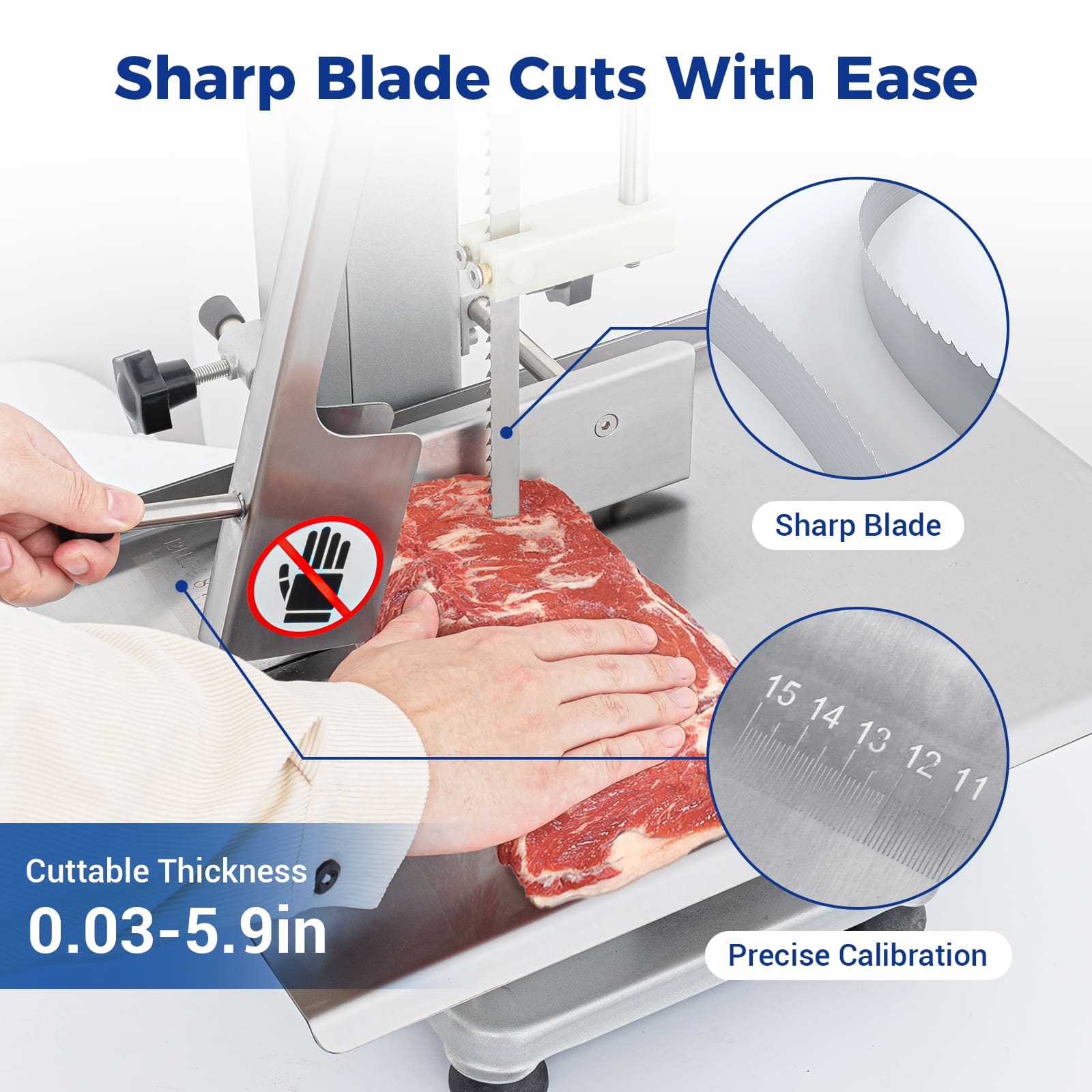 Leevot Electric Bone and Meat Saw Machine - 1500W Commercial Bandsaw Cutter for Frozen Meat, Chicken, Fish, Beef, and More