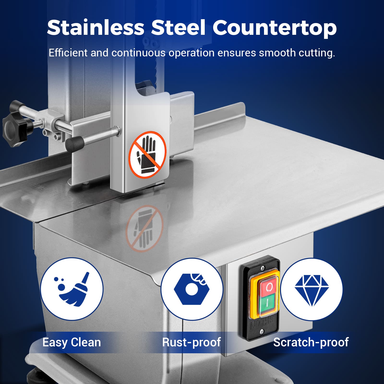 Leevot Electric Bone and Meat Saw Machine - 1500W Commercial Bandsaw Cutter for Frozen Meat, Chicken, Fish, Beef, and More