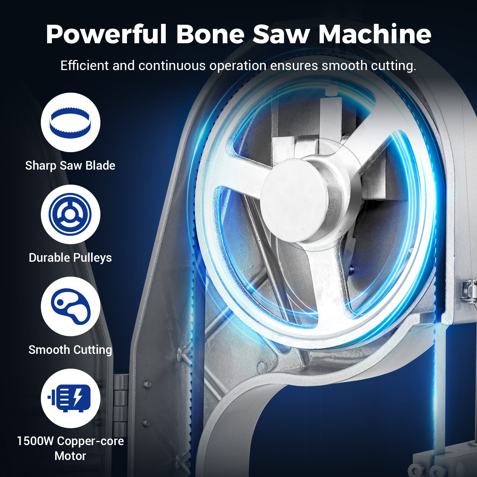 Leevot Electric Bone and Meat Saw Machine - 1500W Commercial Bandsaw Cutter for Frozen Meat, Chicken, Fish, Beef, and More