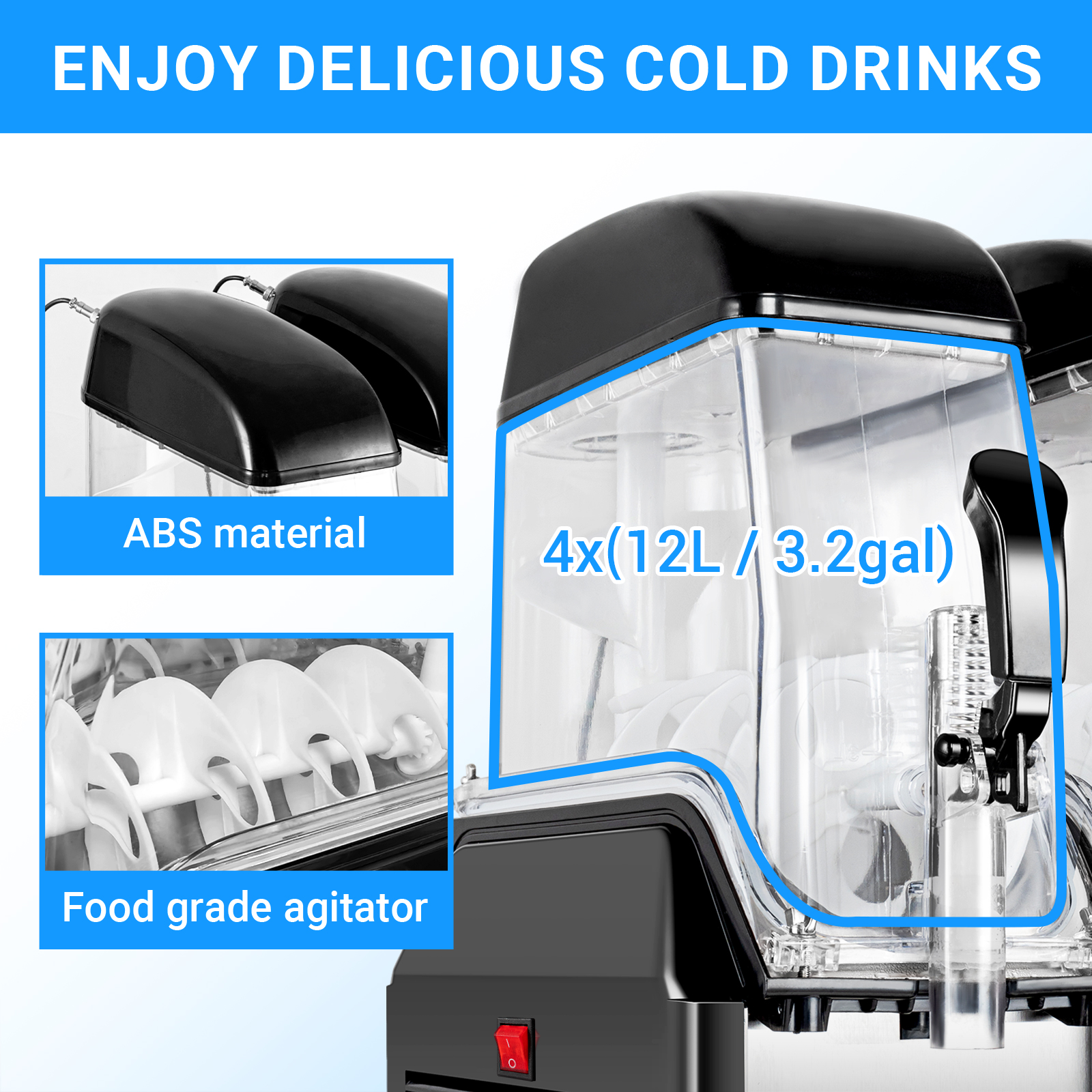 LEEVOT Quadruple Tank 3.2 Gallon Commercial Slushy Machine - Frozen Beverage Dispenser for Bars, Restaurants, and Parties
