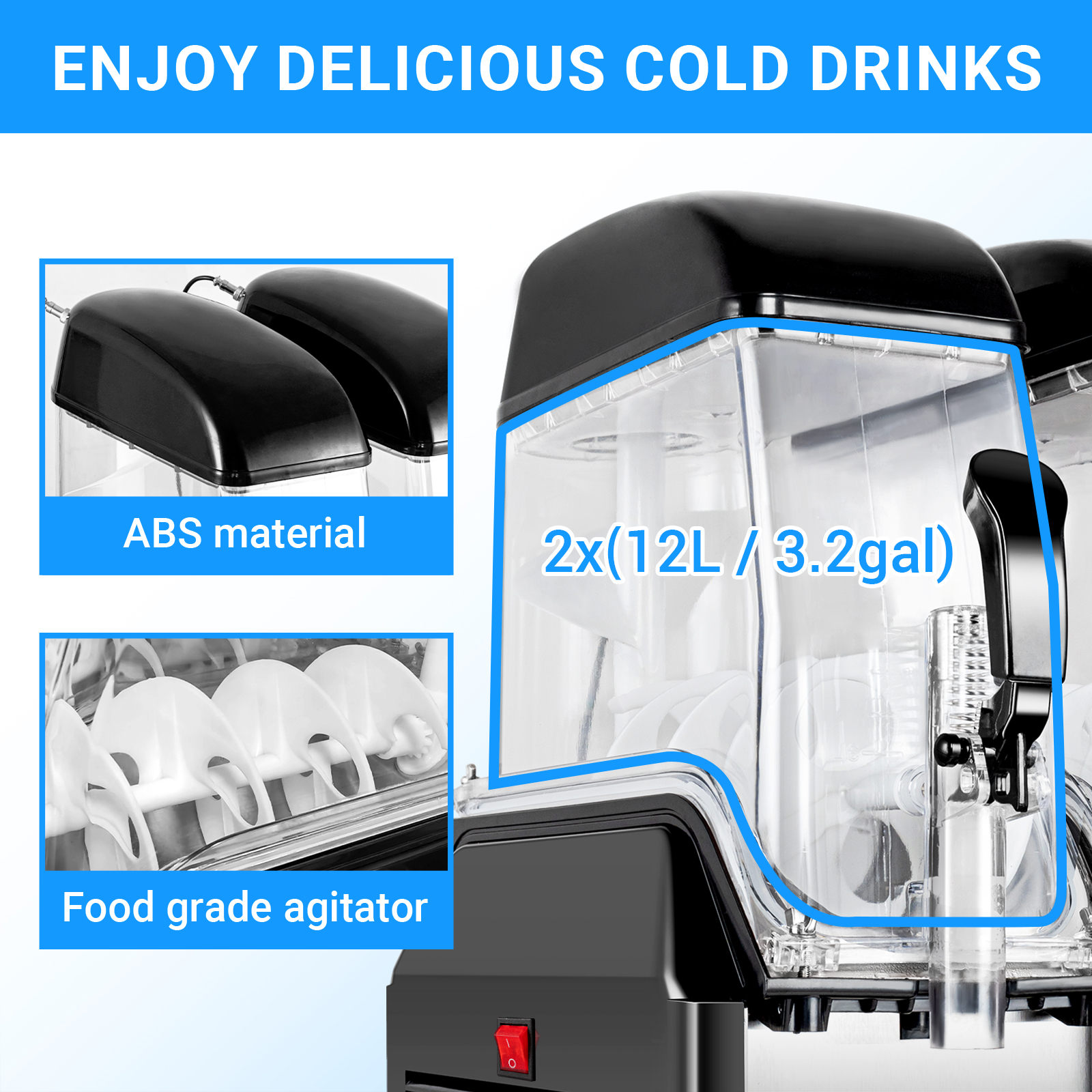 LEEVOT Double Tank 3.2 Gallon Commercial Slushy Machine - Frozen Beverage Dispenser for Bars, Restaurants, and Parties"