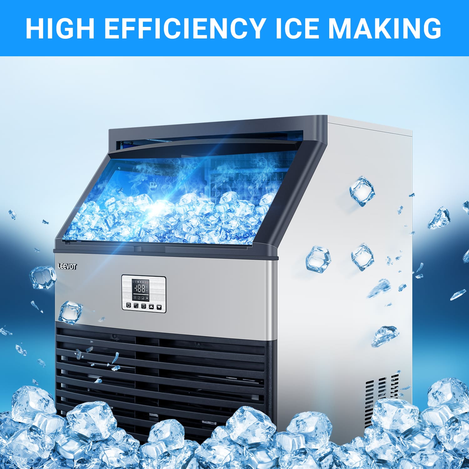 Leevot CIM-1400F Undercounter Ice Maker - Commercial Grade, Air Cooled ...