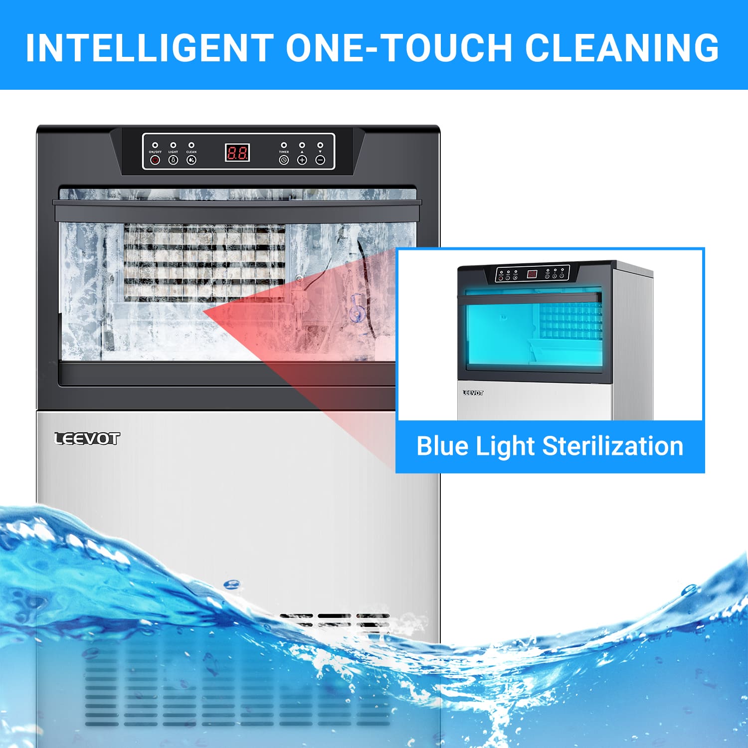 Leevot CIM-550F Undercounter Ice Maker - Commercial Grade, Air Cooled, Perfect for Bars, Offices, and Coffee Shops