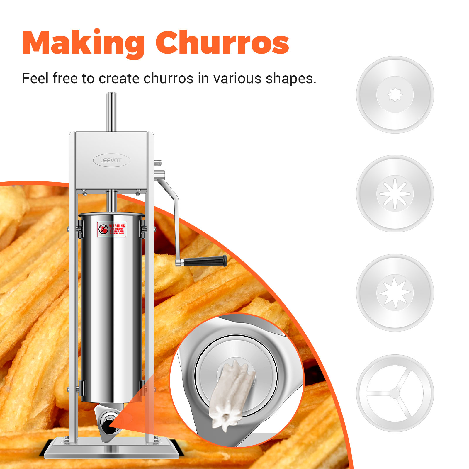 Leevot 15 lb. Vertical Manual Sausage Stuffer - Stainless Steel, 2 Speeds, 4 Filling Tubes